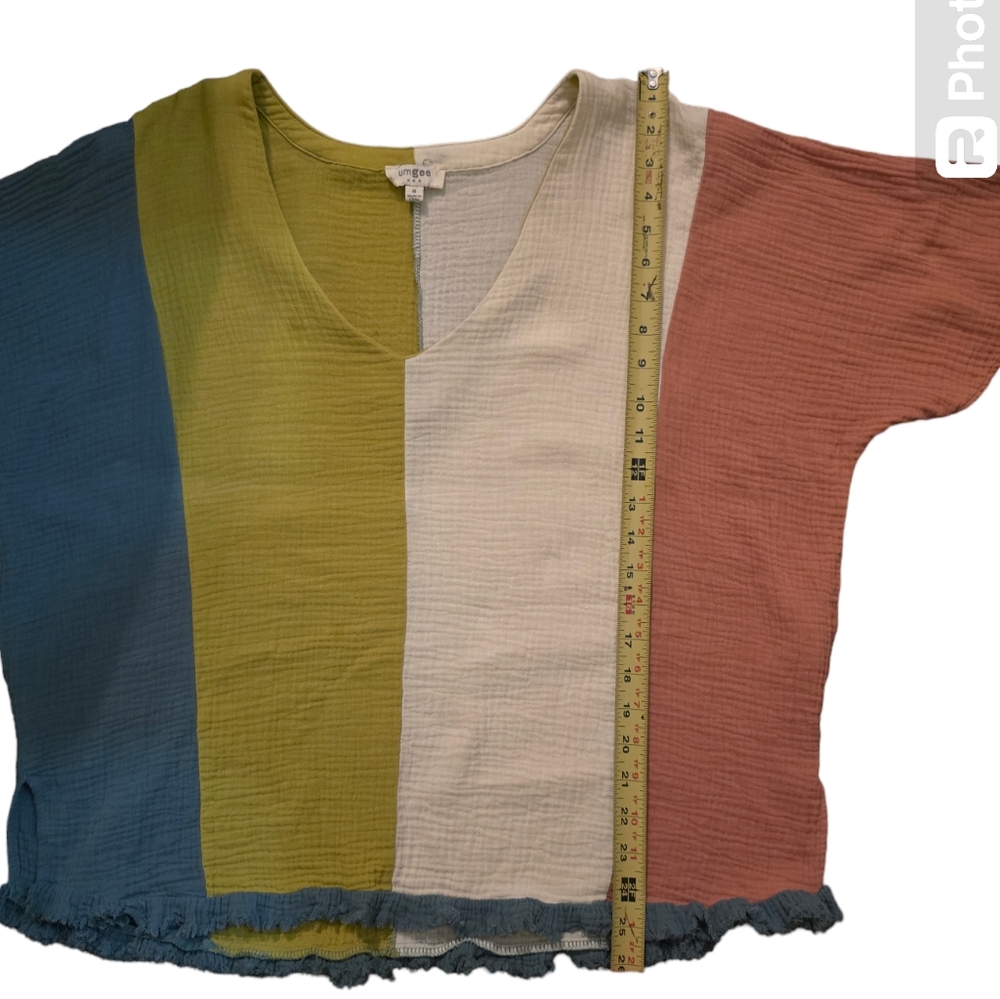 NWOT Umgee Color Block Cotton Gauze Top Size M - Picture 5 of 8
